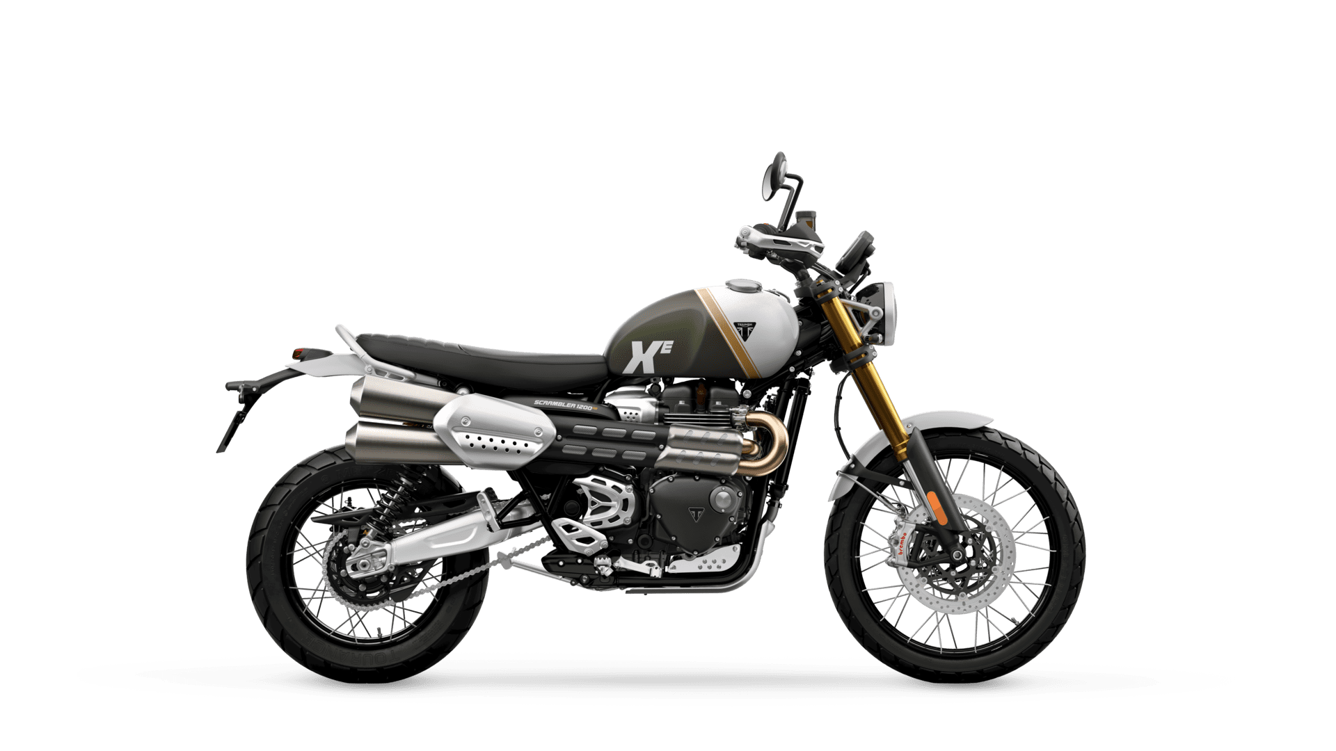 Triumph Scrambler 1200 XE Matt Khaki Green Matt Crystal White